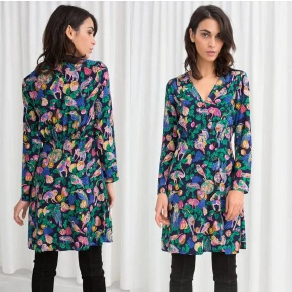 & Other Stories Monkey Print Mini Dress - Size 4 - Picture 5 of 5